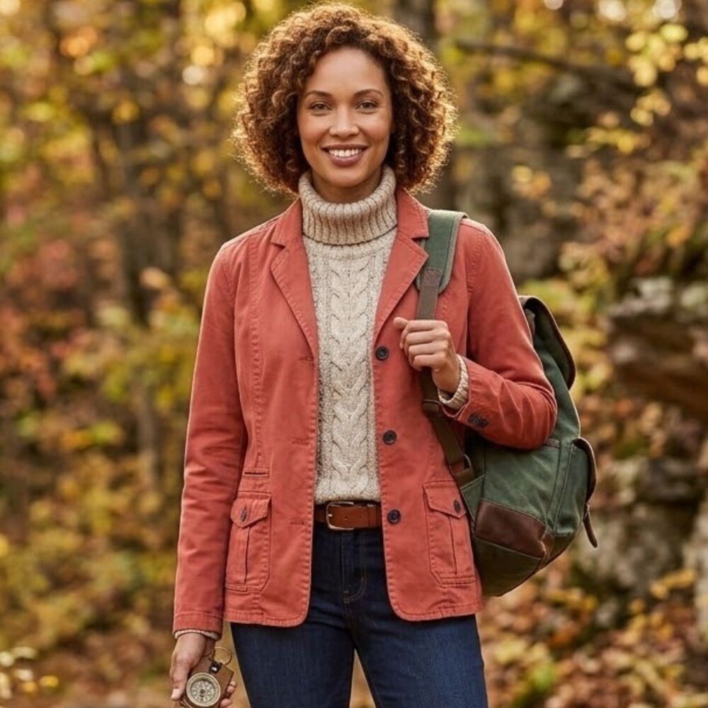 Eddie Bauer Legend Wash Utility Blazer Womens L Terracotta Sunwash Gorpcore NEW
